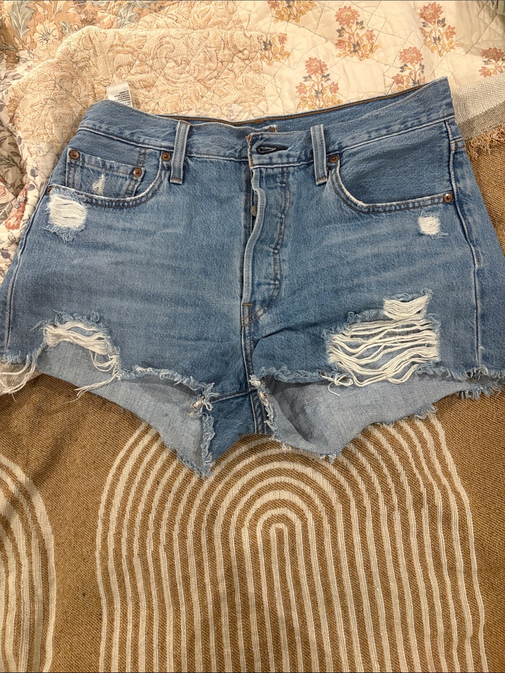 Levi's Distressed Light Blue Denim Cutoff Shorts